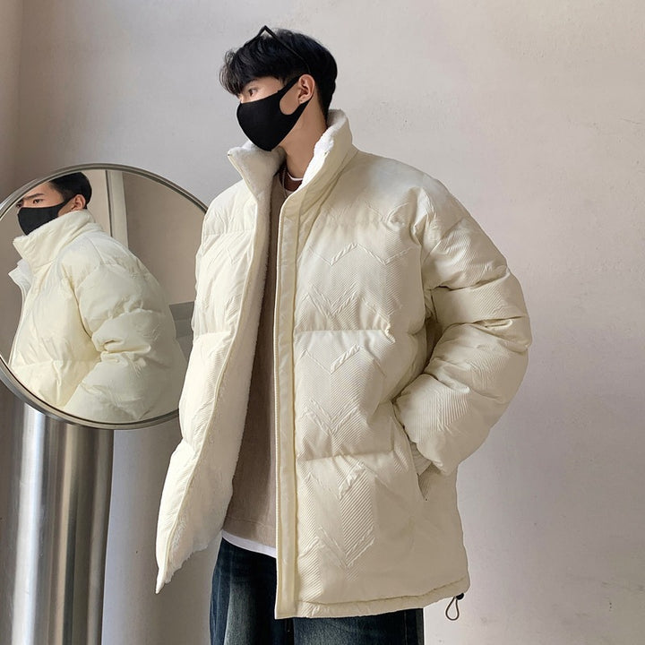 Herren Übergroße Pufferjacke mit hohen Kragen und elastischen Bündchen Echoarchiv