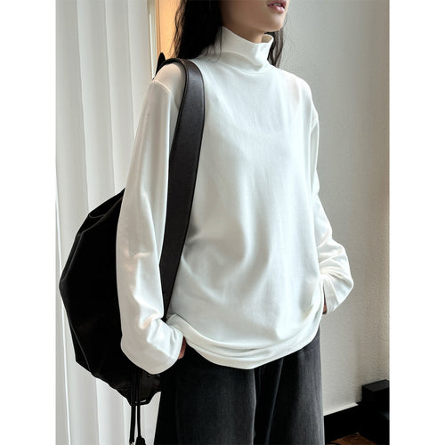 Damen Minimalistisches Rollkragen-Longsleeve mit Relaxed-Fit und weichem Jersey Echoarchiv