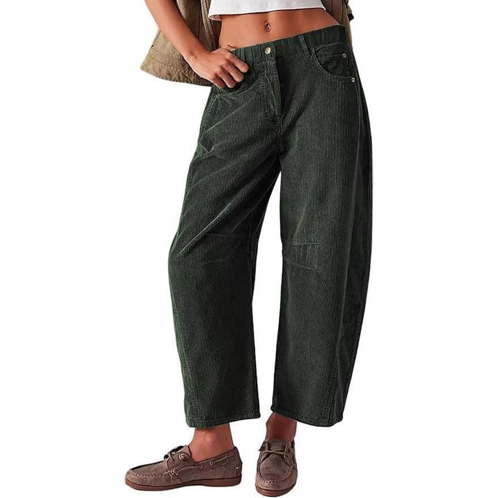 Damen Weite Cordhose mit hoher Taille, Cropped-Bein und Eingriffstaschen Echo Archiv