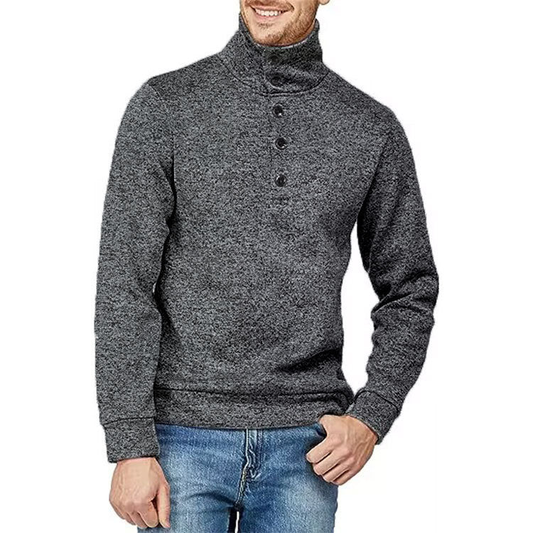 Herren Hochwertiger Pullover mit Stehkragen und Knopfdetail Echoarchiv