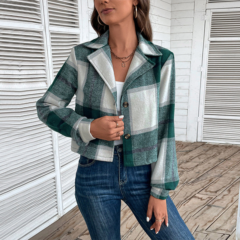 Damen Modische Karierte Jacke Echo Archiv