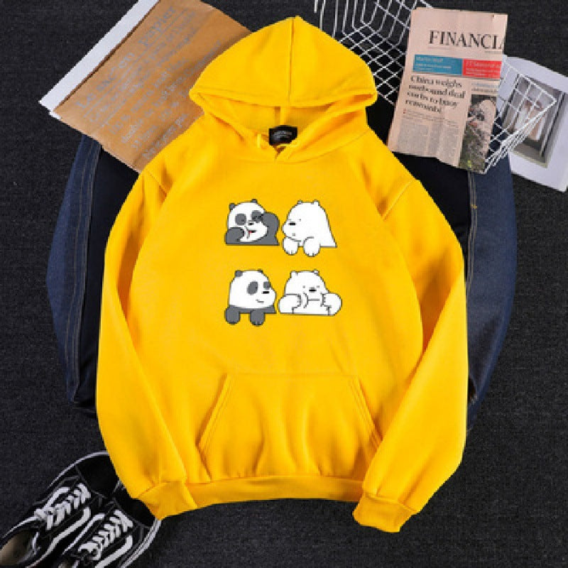 Unisex Kapuzenpullover mit niedlichem Comic-Tierprint, Kängurutasche und weichem Fleece-Innenfutter – Auréline