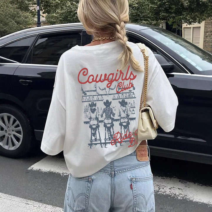 Damen Oversize T-Shirt mit Retro Cowgirl-Motiv Echo Archiv