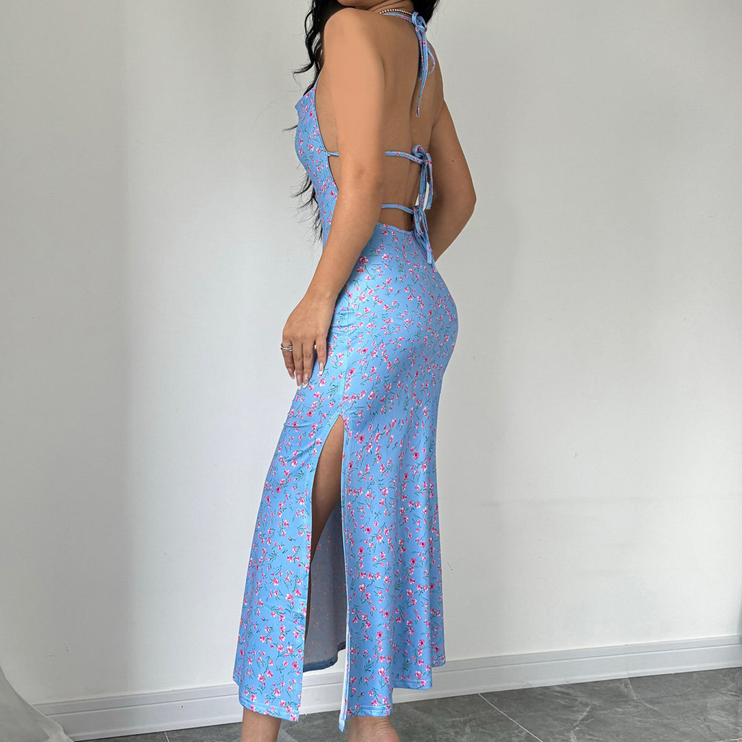 Damen Maxikleid mit eleganter Schnürung und floralem Muster Echo Archiv
