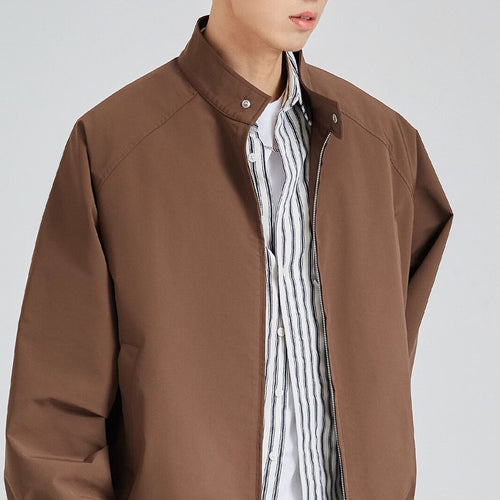 Herren leichte oversized Bomberjacke mit Stehkragen und elastischen Bündchen Echoarchiv