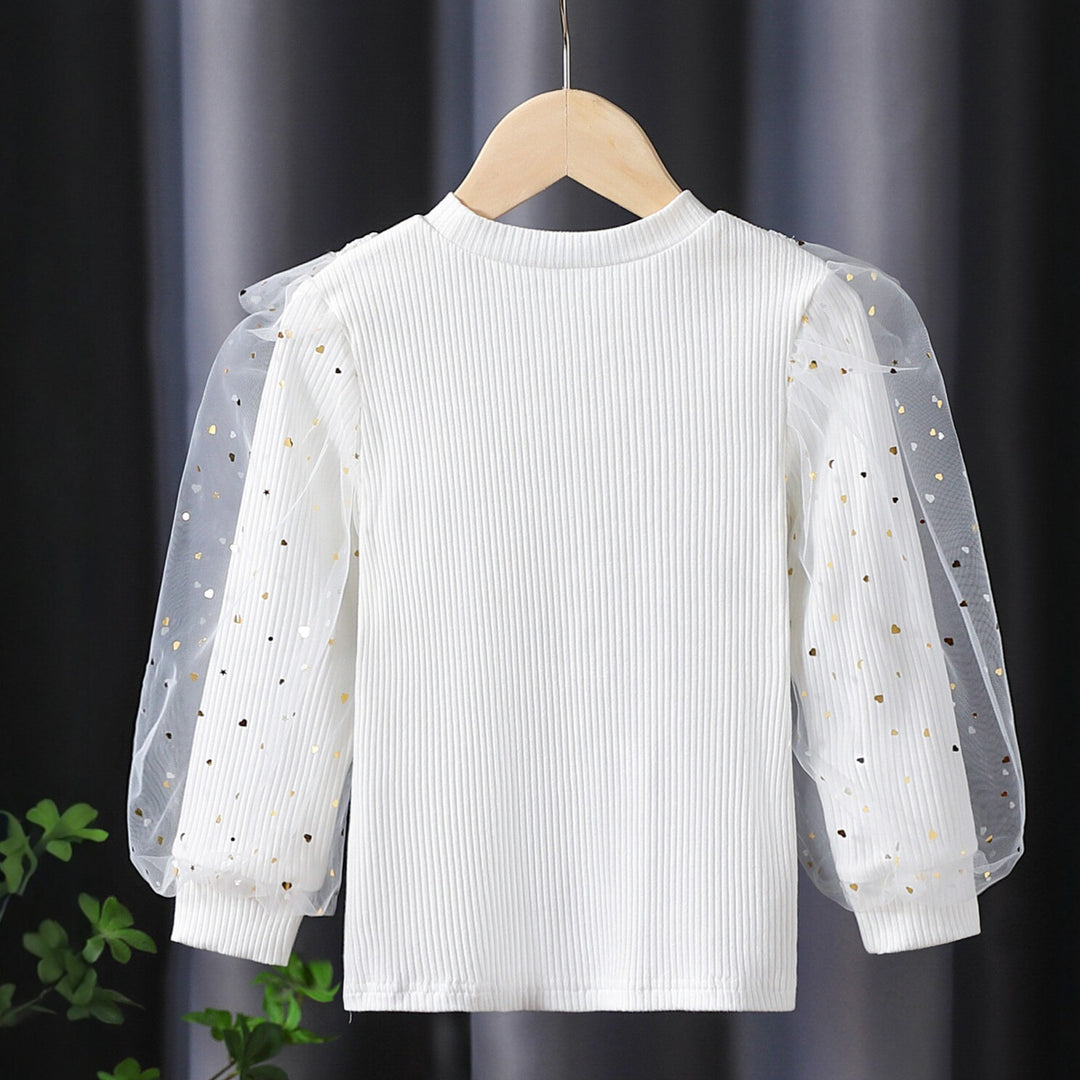 Mädchen Langarmshirt mit dekorativen Tüllärmeln und Spitzenapplikationen Echo Archiv