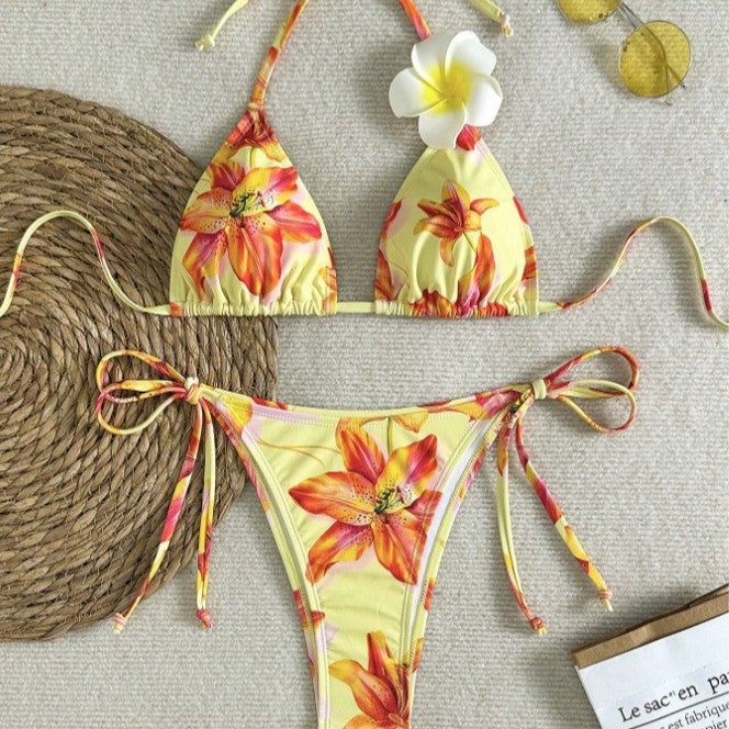 Damen Triangel-Bikini-Set mit floralen Akzenten Echo Archiv