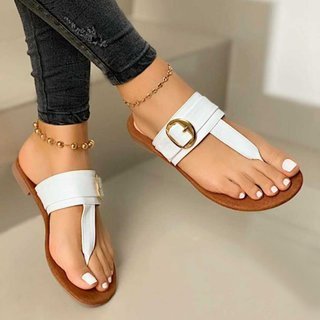 Damen nan elegante Zehensteg-Sandalen mit gepolsterter Komfortsohle und Zier-Schnalle Echo Archiv