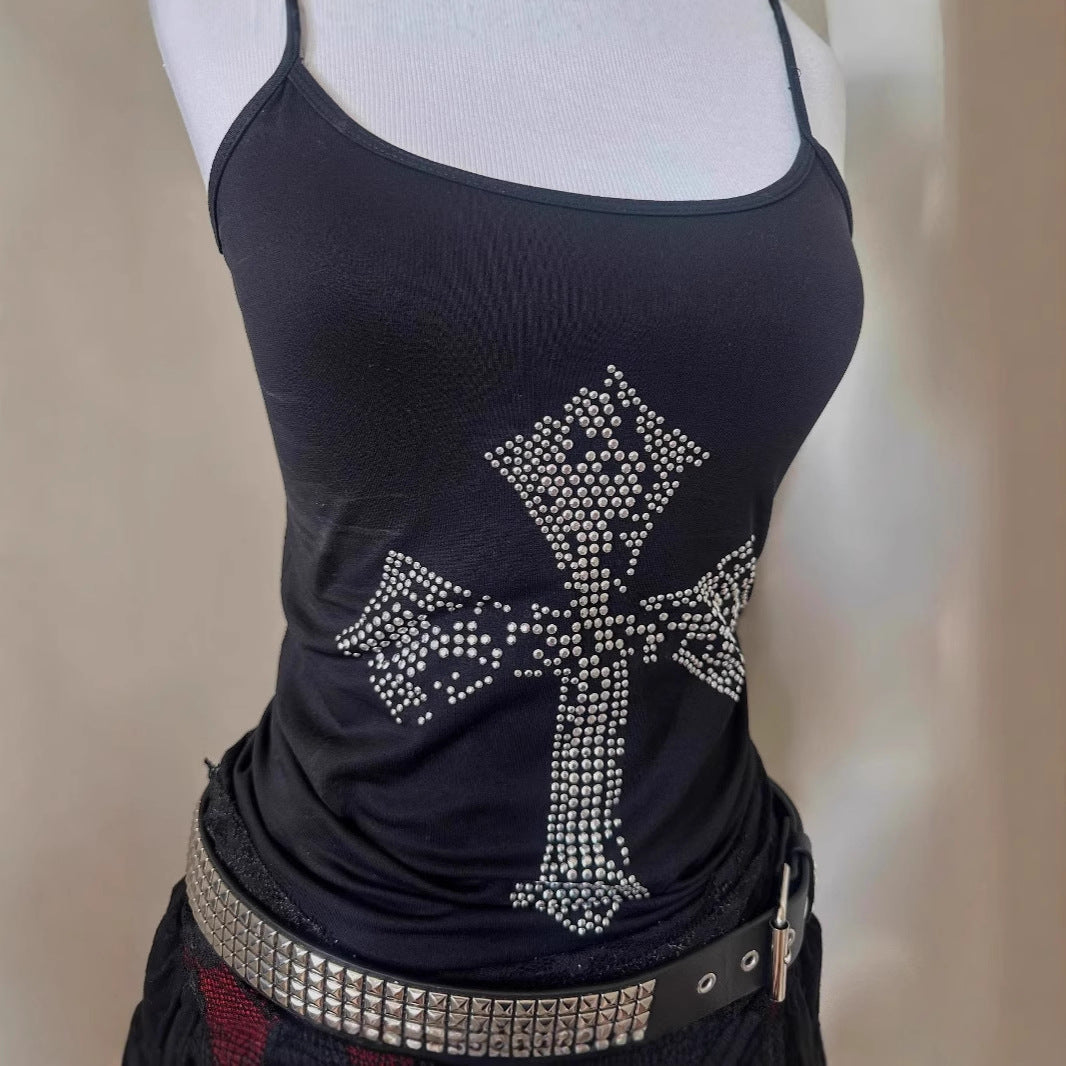 Damen stylisches Tanktop mit Kristallkreuz-Design Echo Archiv