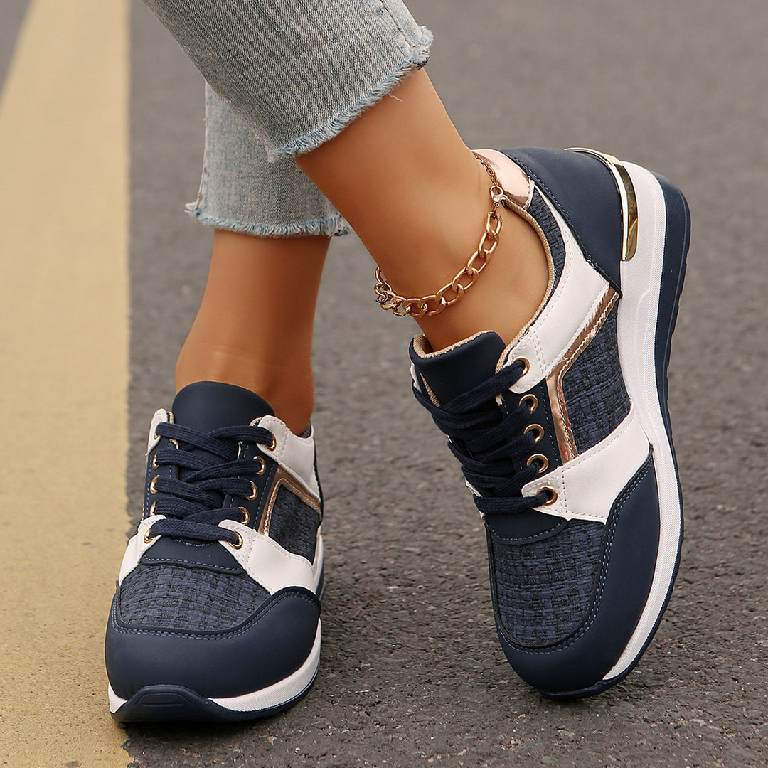 Damen  modische Plateau-Sneaker mit gepolstertem Memory-Fußbett und strukturierter Textil-Kombination Echo Archiv