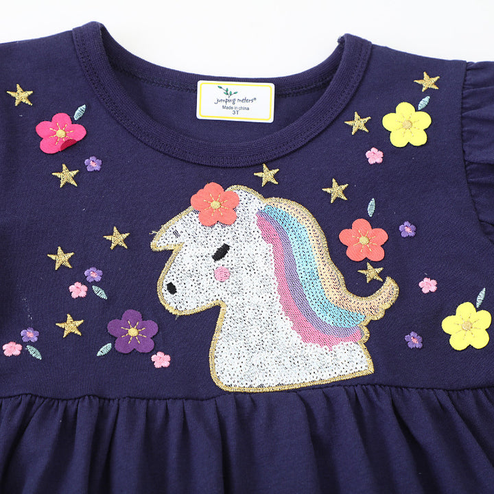 Mädchen T-Shirt Kleid mit glitzerndem Einhornmotiv Echo Archiv