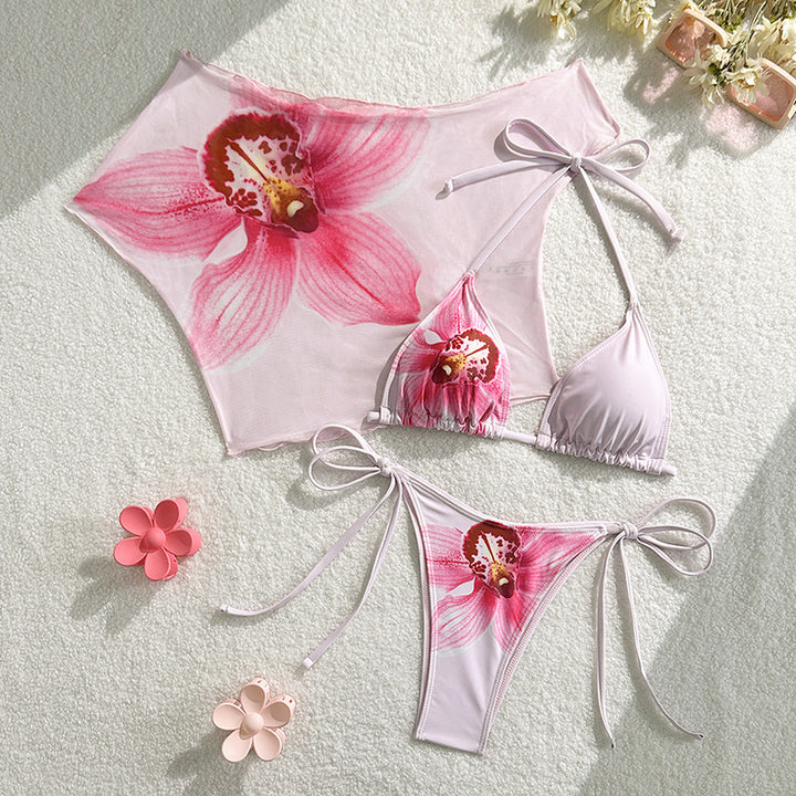 Damen Bikiniset mit floralem Oberteil und hohem Beinausschnitt Echo Archiv