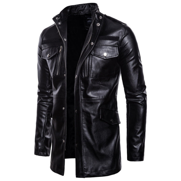 Herren Elegante Biker-Lederjacke mit asymmetrischem Reißverschluss und praktischen Taschen Echoarchiv