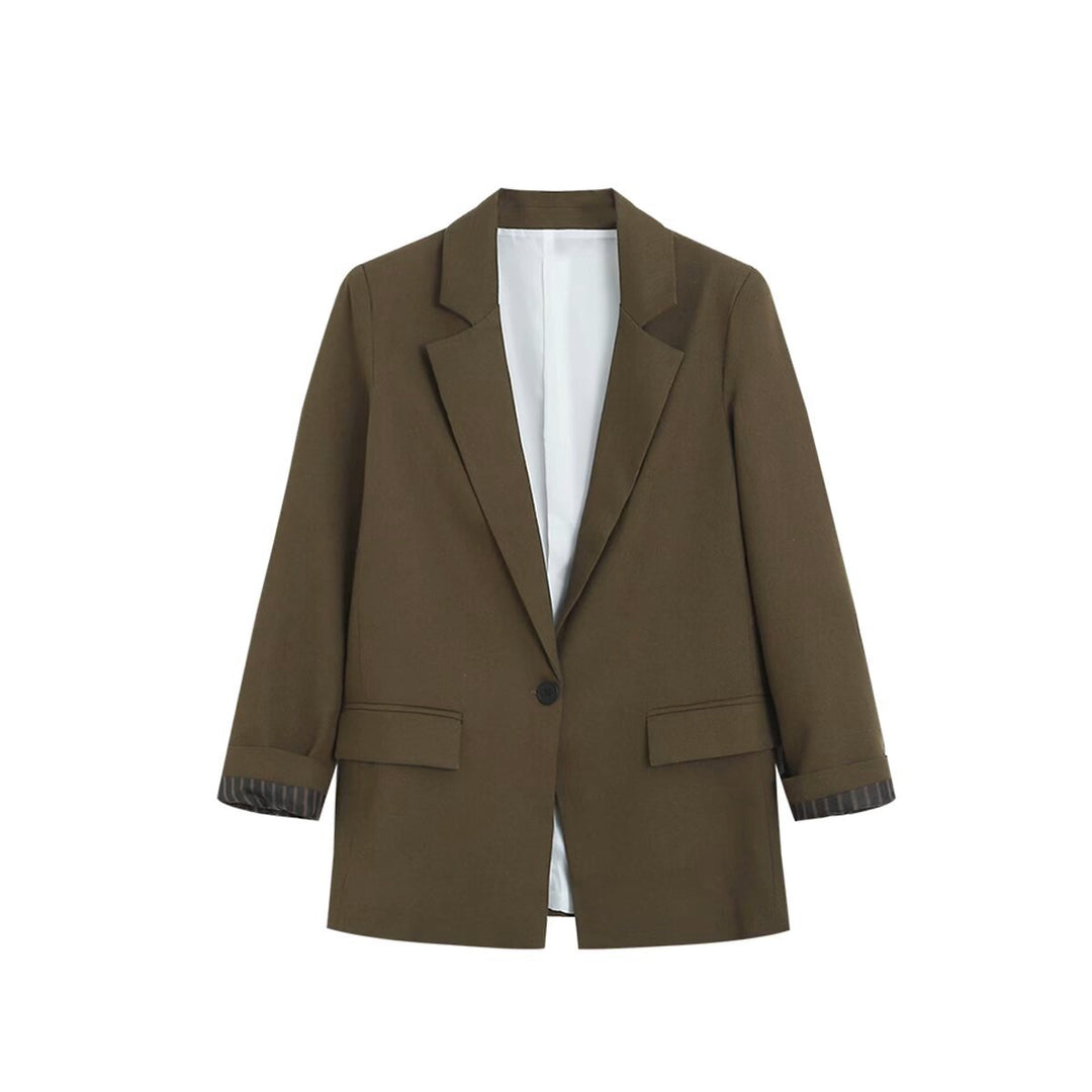 Damen Longline Ein-Knopf-Blazer mit Umschlagärmeln und Pattentaschen Echo Archiv