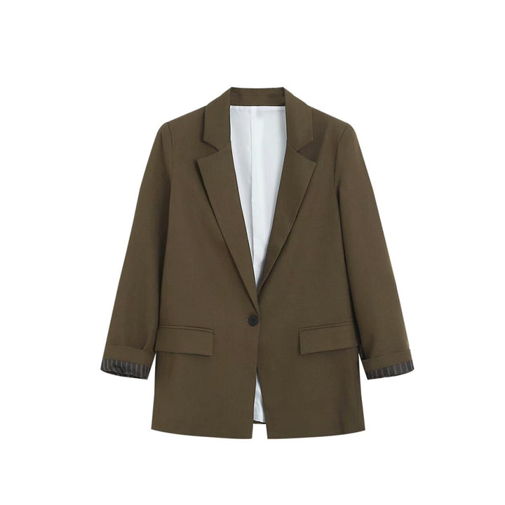 Damen Longline Ein-Knopf-Blazer mit Umschlagärmeln und Pattentaschen Echo Archiv