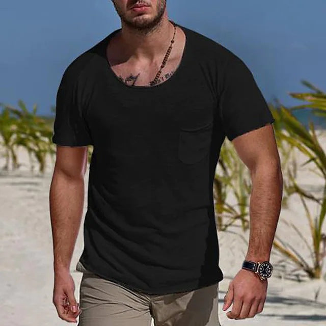 Herren lässiges Rundhalsshirt mit Brusttasche und modernem Schnitt Echoarchiv