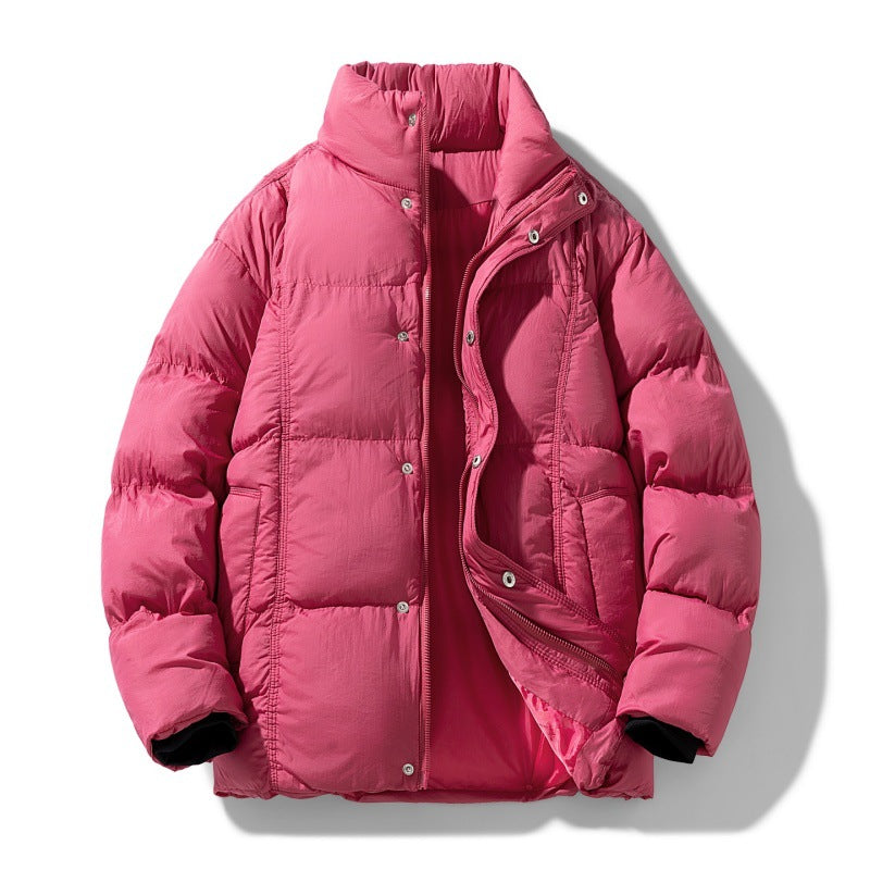 Männer gesteppte thermisch isolierte Winterjacke mit hohem Stehkragen und verdeckter Druckknopfleiste – Marzano
