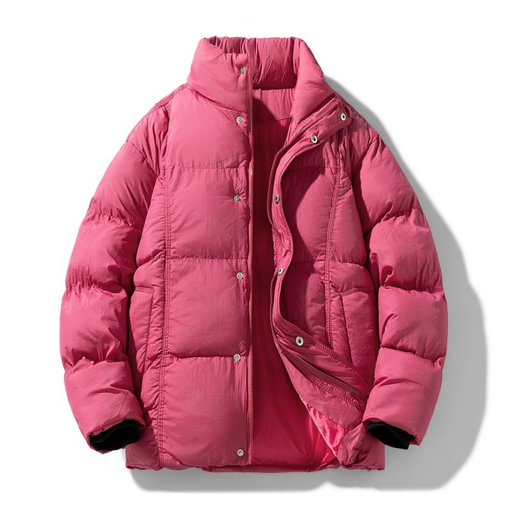 Männer gesteppte thermisch isolierte Winterjacke mit hohem Stehkragen und verdeckter Druckknopfleiste – Marzano