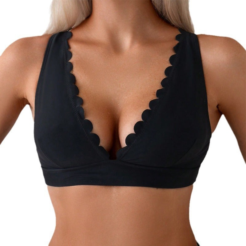 Damen Bralette mit Wellenkante und tiefem V-Ausschnitt Echo Archiv