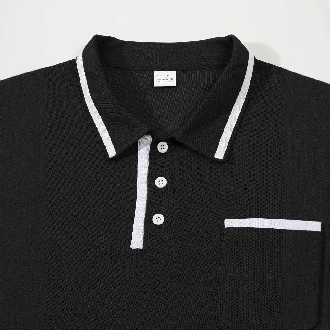 Herren Langarm Polohemd mit Eleganten Kontrastdetails Echoarchiv