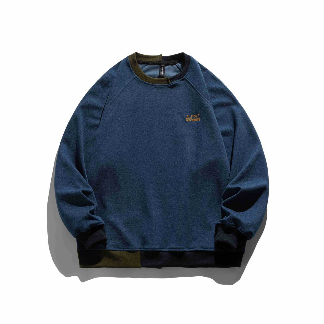 Herren Komfortabler Baumwoll-Sweatshirt mit Kontrastbündchen und Sticklogo Echoarchiv