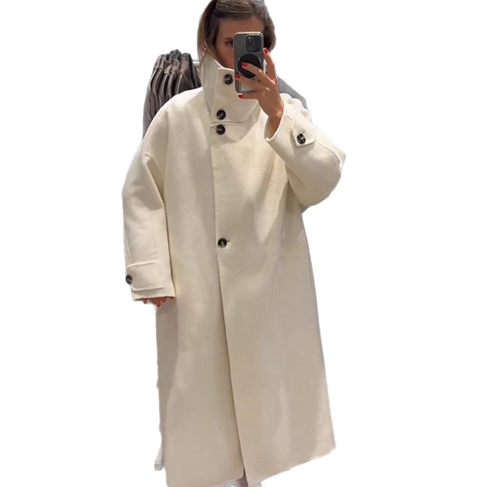 Damen Oversize Wollmix-Mantel mit asymmetrischem Schnitt und hohem Stehkragen Echoarchiv