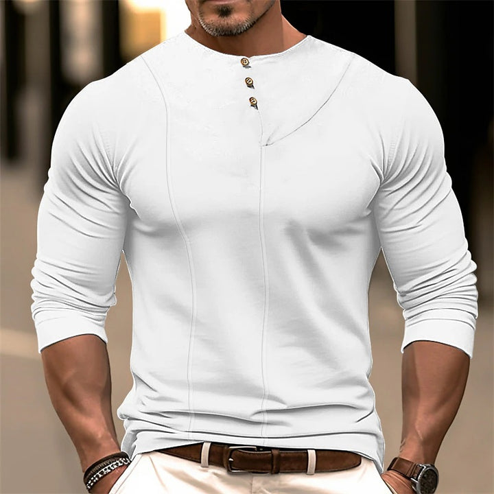 Herren Langarmshirt mit modischem Knopfdetail und ergonomischem Schnitt Echoarchiv
