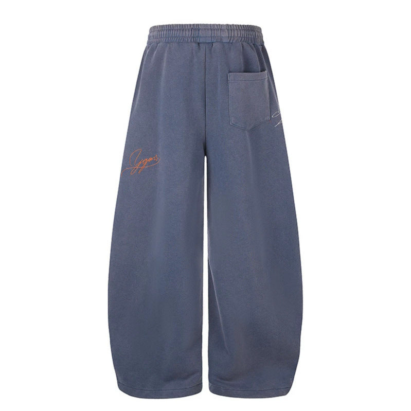 Damen Extraweite Palazzo-Sweathose mit Tunnelzugbund, Stickdetails und verstellbarem Saum Echoarchiv