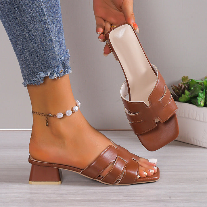 Damen Slip-On Mules mit geflochtenen Riemen und mittelhohem Blockabsatz – Lioré