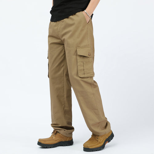 Herren Lockere Cargo-Freizeithose mit tiefem Schritt, elastischem Bund & Multitaschen Echoarchiv