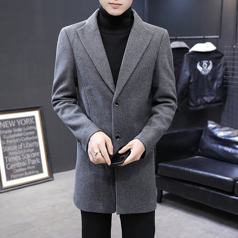 Herren eleganter Wollmantel mit modernem Schnitt und praktischen Taschen Echoarchiv
