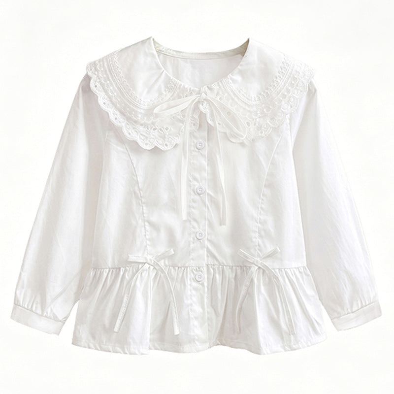 Mädchen Hemdbluse mit romantischem Spitzenkragen und Schößchen Echo Archiv