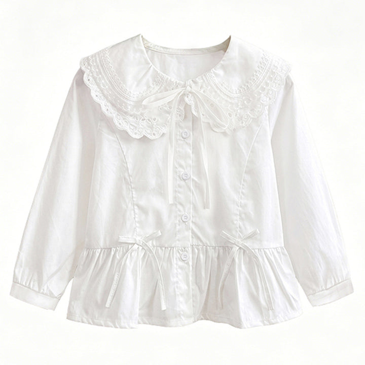 Mädchen Hemdbluse mit romantischem Spitzenkragen und Schößchen Echo Archiv