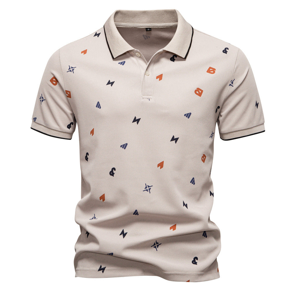 Herren Kurzarm Poloshirt mit hochwertigem Allover-Muster Echoarchiv