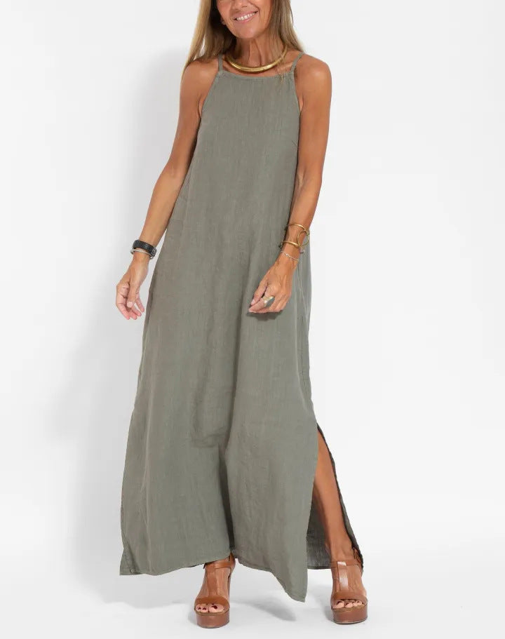 Damen lässiges Maxikleid mit schmalen Trägern und fließendem Schnitt – Valéora