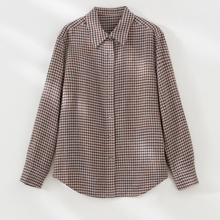 Damen Karierte Oversize-Hemdenbluse mit durchgehender Knopfleiste Echoarchiv