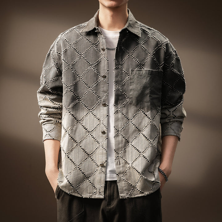 Herren Modische Hemdjacke mit gestepptem Design Echo Archiv
