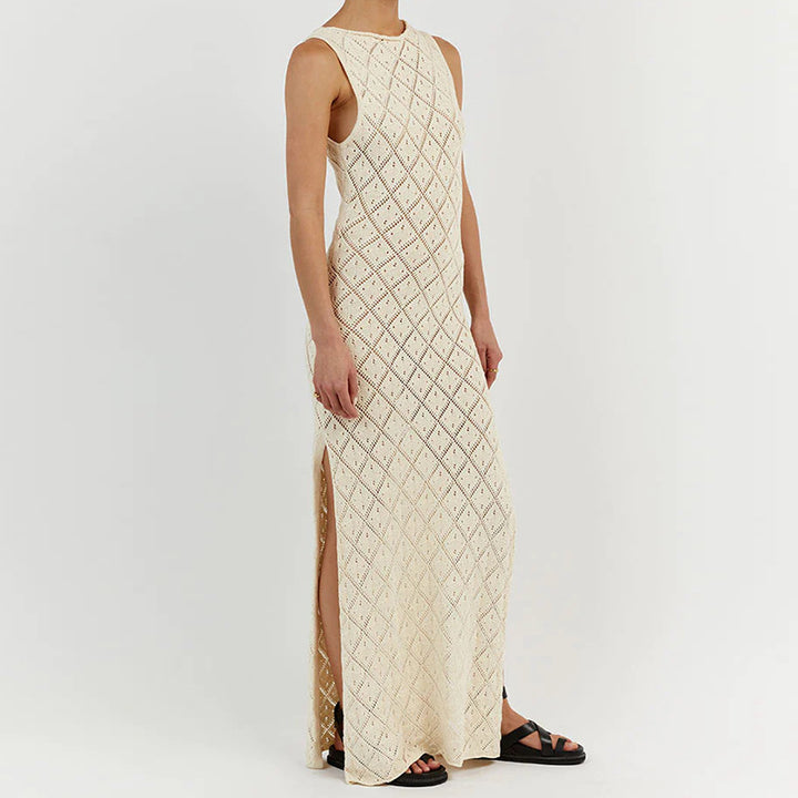 Damen Strickkleid im angesagten Rautenmuster mit hohem Schlitz Echo Archiv