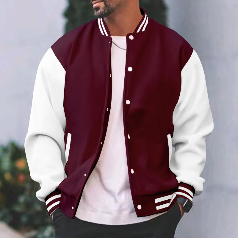 Herren Collegejacke mit kontrastierenden Ärmeln und gestreifter Bündchen Echoarchiv