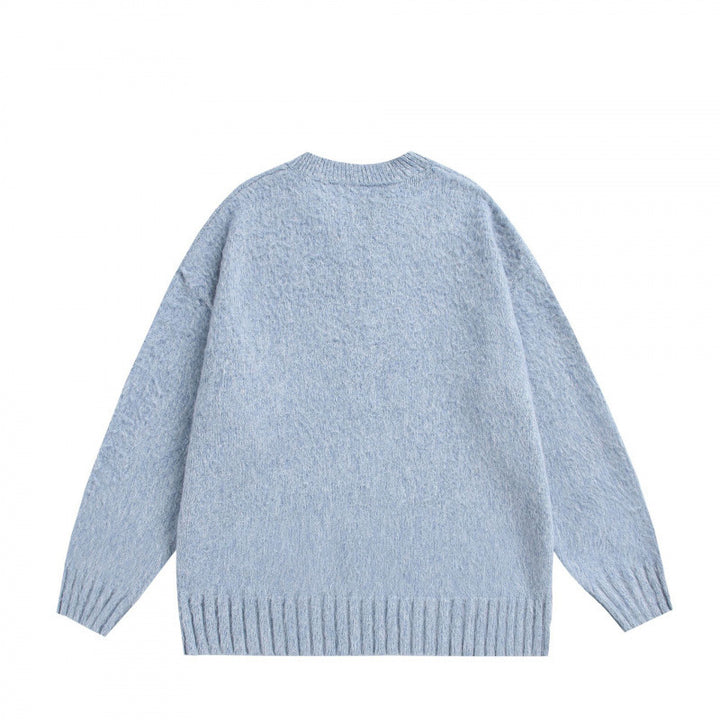 Unisex Oversize-Flauschpullover mit V-Schlitzkragen und Bouclé-Optik Echo Archiv