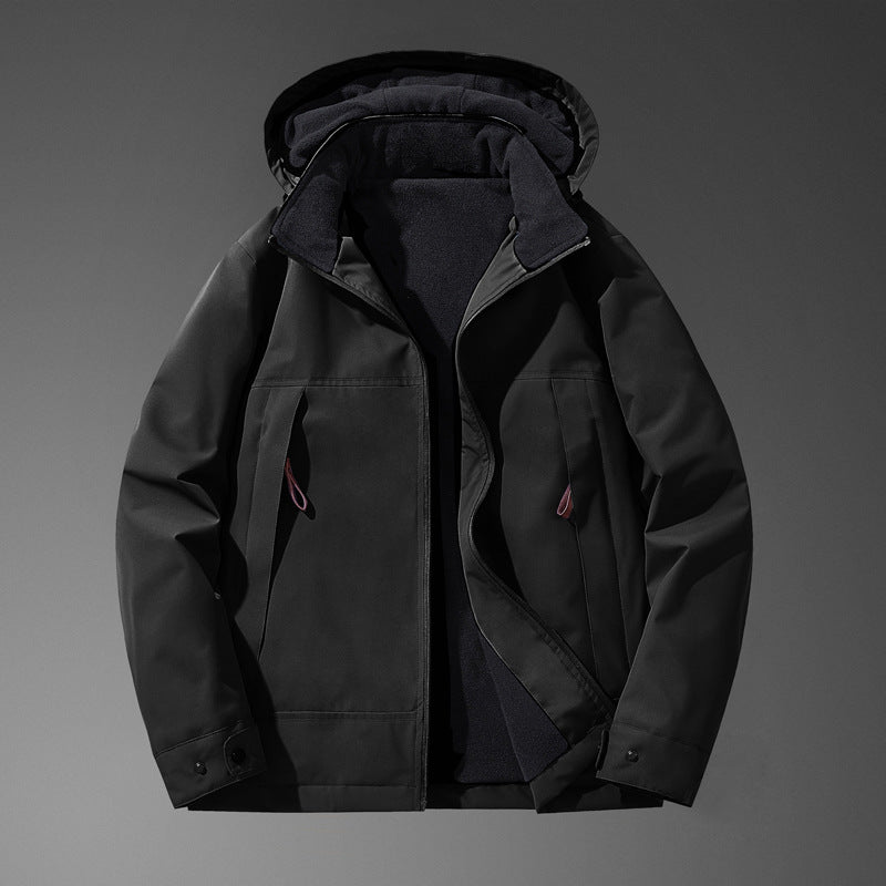 Herren Softshell-Übergangsjacke mit wärmendem Fleece-Innenfutter und Kapuze – Taviero