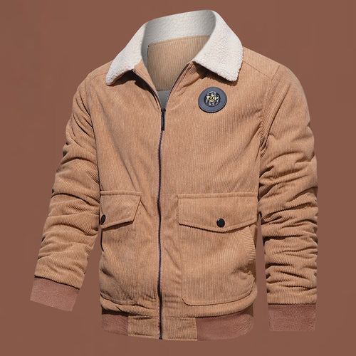 Herren nan gesteppte Cordjacke mit Teddykragen, verdecktem Reißverschluss und aufgesetzten Klappentaschen Echo Archiv