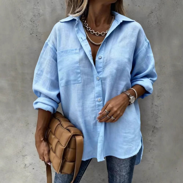 Damen Leichte und lässige Bluse mit Brusttasche Echo Archiv