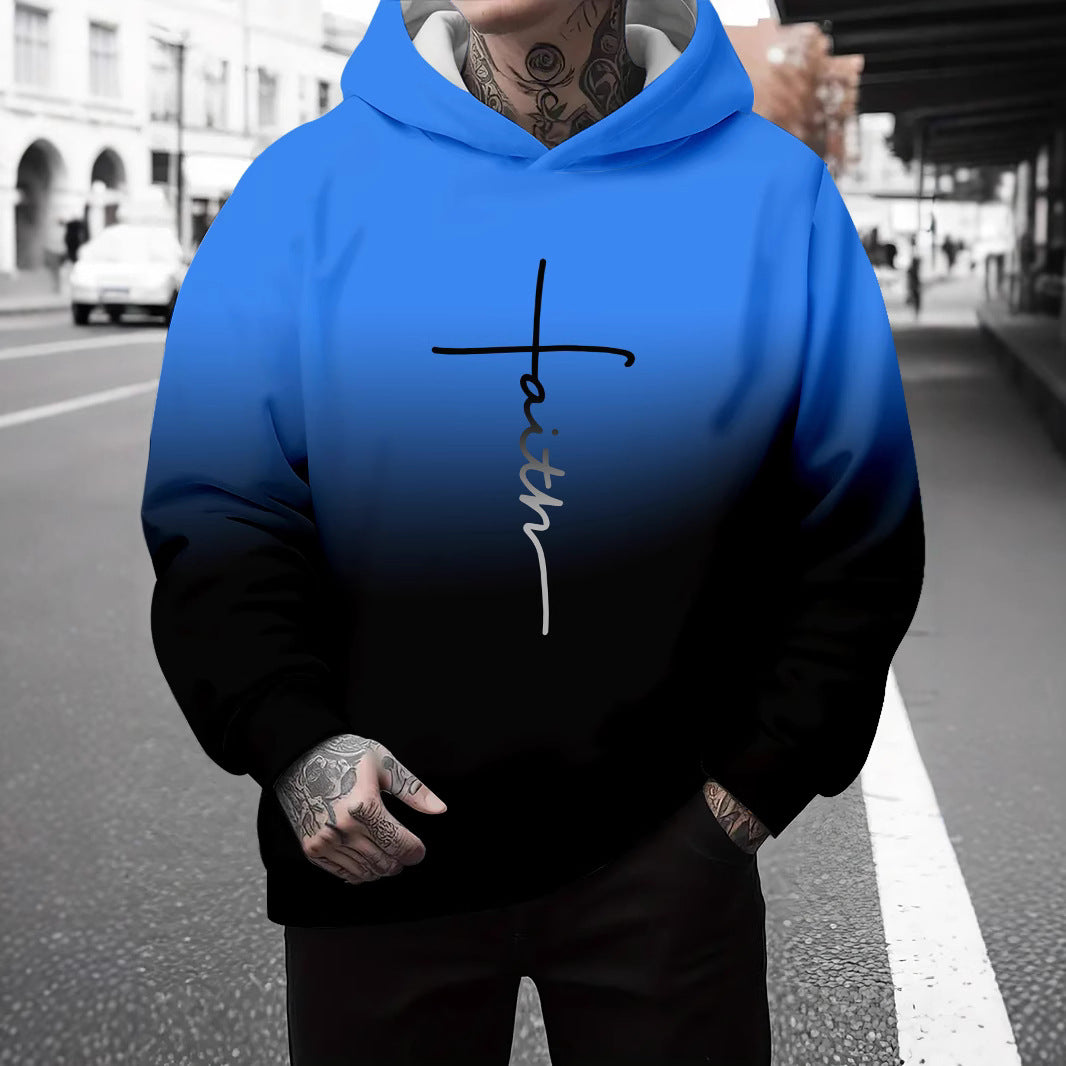 Herren Kapuzenpullover mit subtiler Farbverlauf-Optik und inspirierendem Schriftzug Echoarchiv