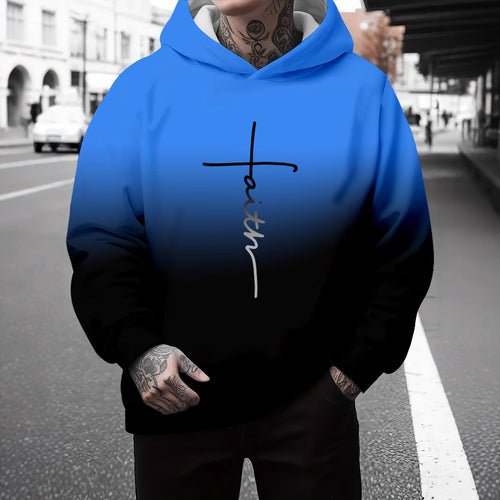 Herren Kapuzenpullover mit subtiler Farbverlauf-Optik und inspirierendem Schriftzug Echoarchiv