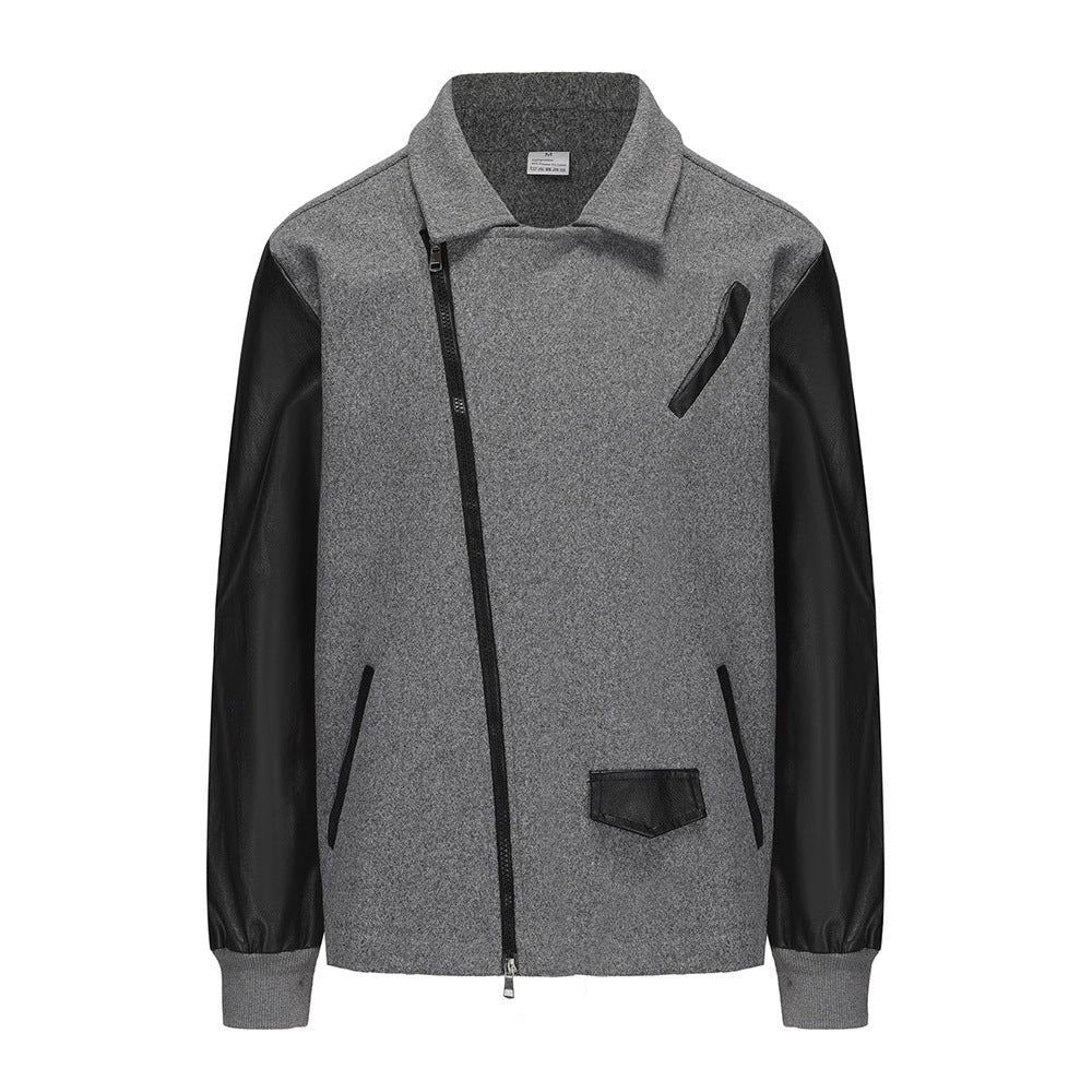 Herren Bikerjacke mit zwei Materialien und praktischen Taschen Echoarchiv