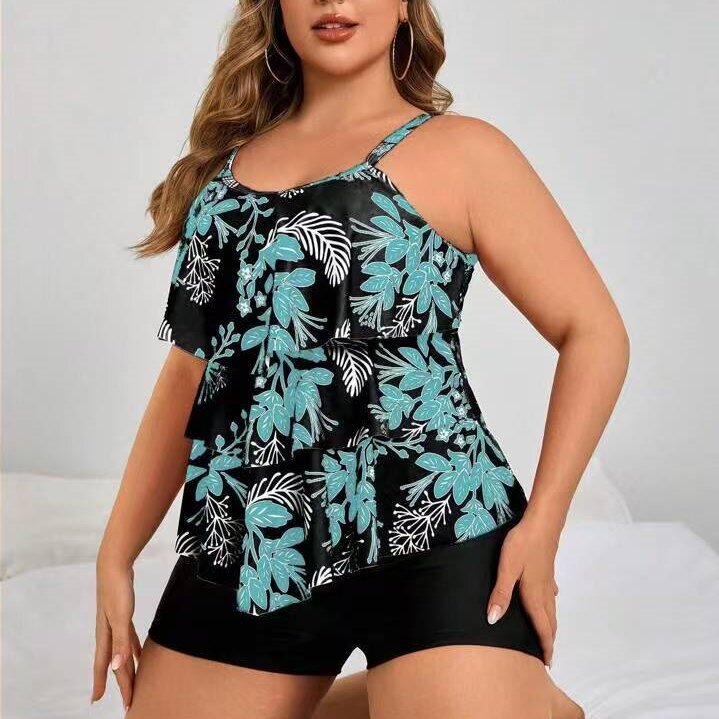 Damen Tankini-Oberteil mit modernem Rüschendesign und elastischem Schnitt Echo Archiv