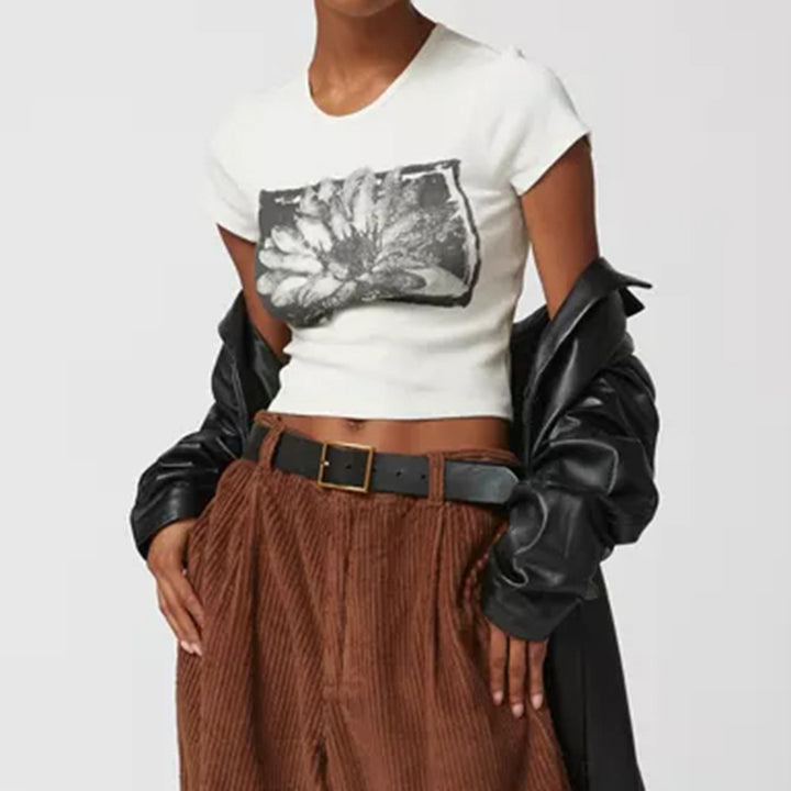 Damen Crop-Top mit floralem Druckdesign Echo Archiv