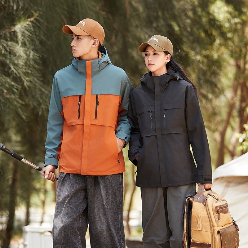 Herren technische Outdoorjacke mit Kapuze, wasserabweisender Membran und multifunktionalen Reißverschlusstaschen Echoarchiv