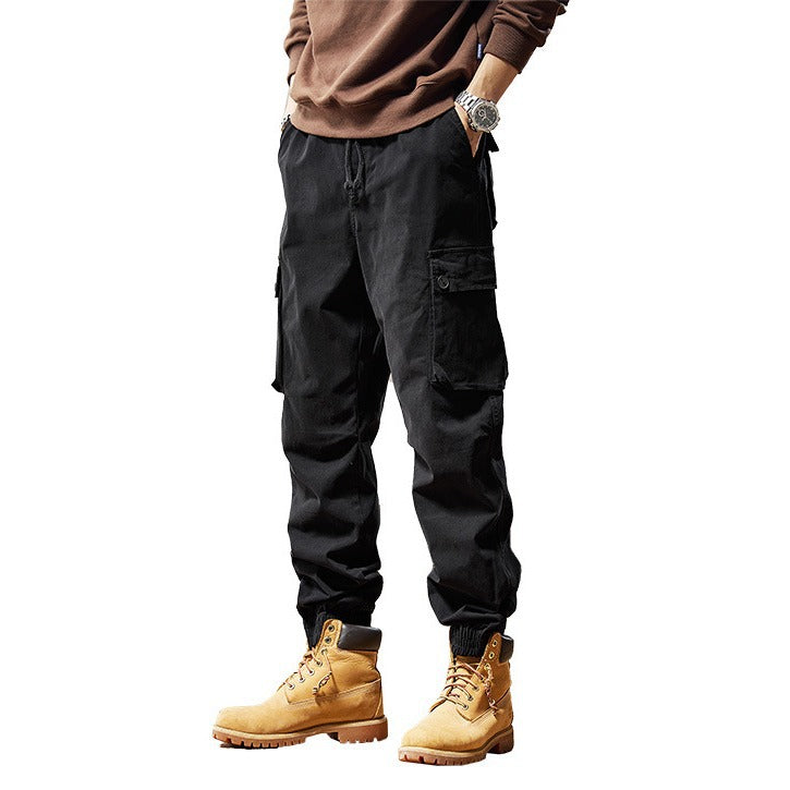 Herren Lässige Canvas-Cargojogginghose mit elastischem Saum, Klapp‑Cargo‑Taschen und verstärkten Knien Echo Archiv